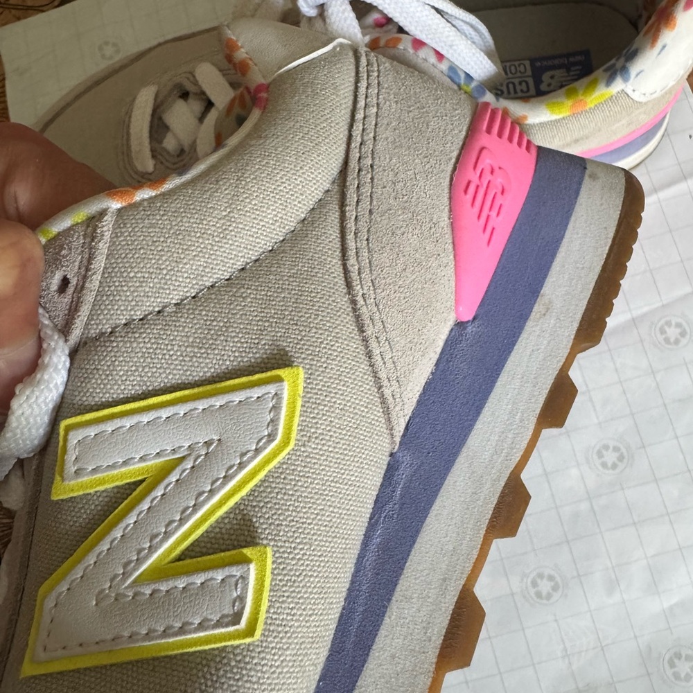 New Balance Floral Sneakers with Pink and Blue Accents